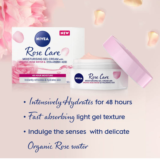 Nivea Rose Care Moisturising Gel Cream Hyaluronic Acid 50ml