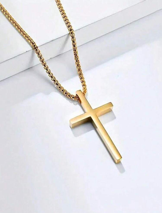 Zuri Z1030 Small Gold Men’s Style Cross Pendant Stainless Steel Necklace Suitable For Men To Wear On The Street Every Day. - Trillingo Express Online Marketplace