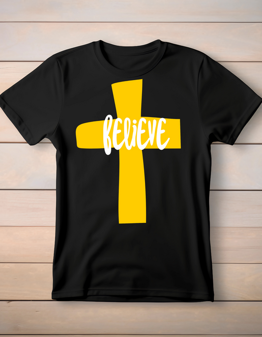Trillingo Unisex Believe Cross Printed T-Shirt (Various Sizes + Colours) - Trillingo Express Online Marketplace