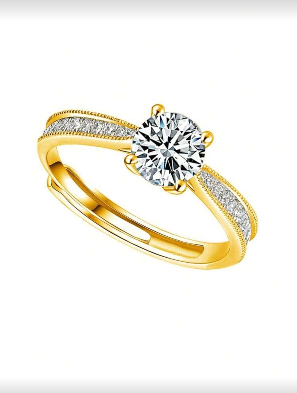 Four claw moissionite adjustable Gold proposal Ring