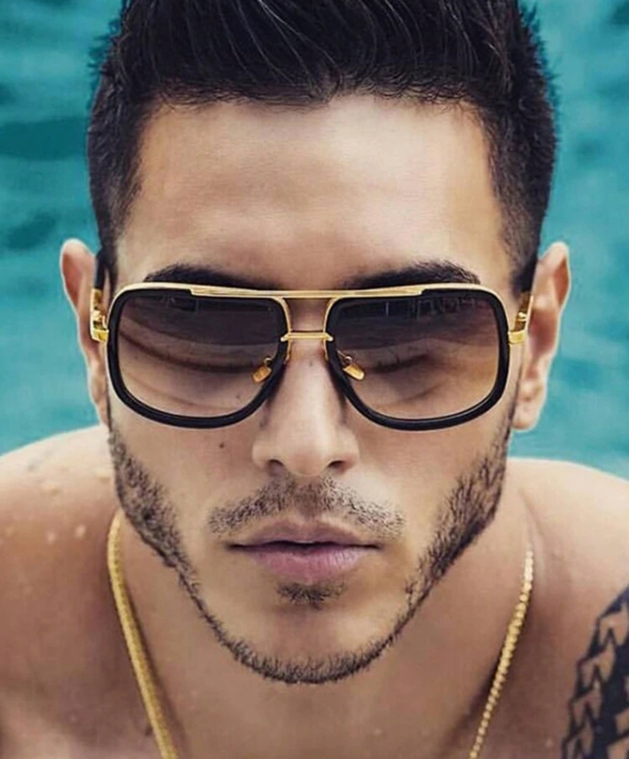 Solban Thick Gold and black Frame sunglasses Men Fashion Glasses, Stylish For Outdoor, Beach, Driving And Daily Wear Beach Accessories Glasses. - Trillingo Express Online Marketplace