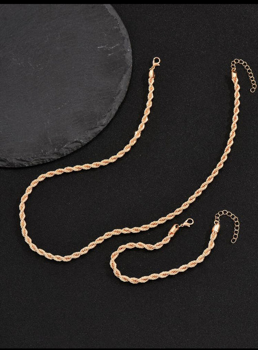 Zuri Men Minimalist Gold Twisted, Design Necklace & Bracelet Z119 - Trillingo Express Online Marketplace