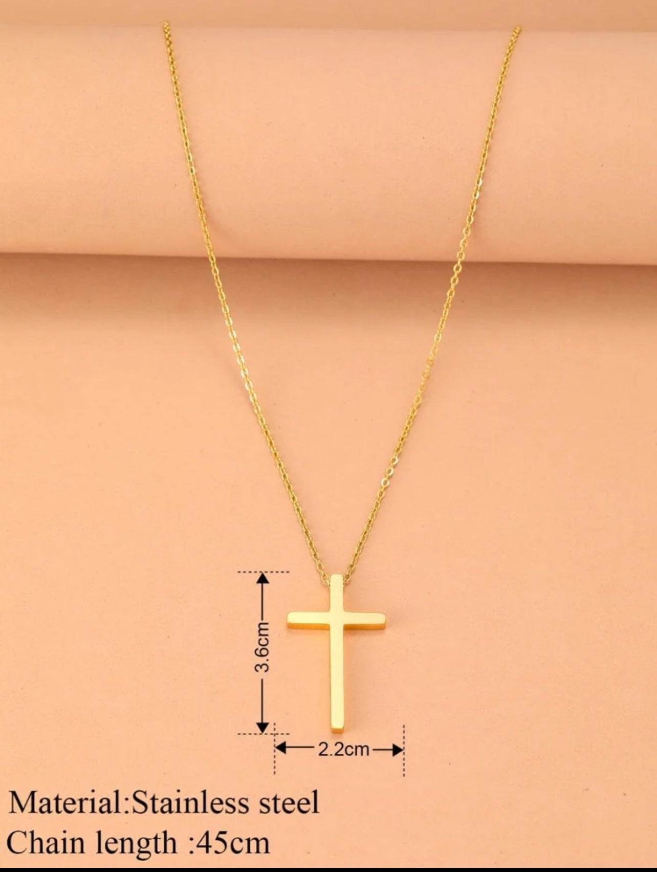 Zuri Z1002 Gold lady’s Stainless Steel Necklace, very small Classic Cross Pendant Fashion Best Friend Necklace Women's Jewellery Gold Yellow. - Trillingo Express Online Marketplace