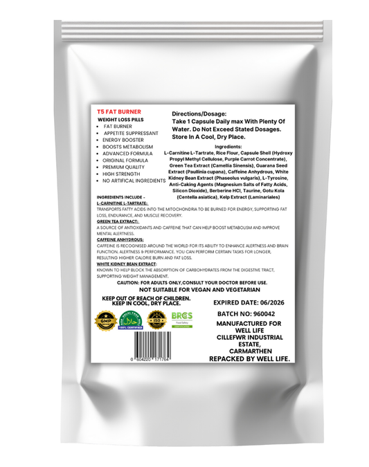 Well Life Athletics T5 Triple Strength Weightloss - 30 Capsules