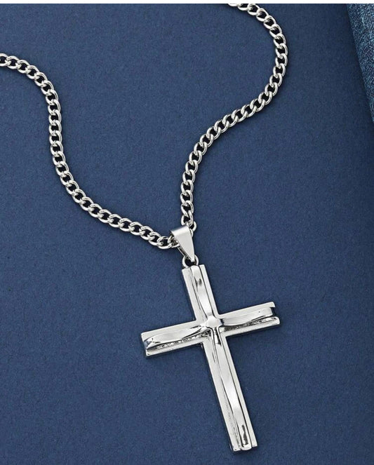 Zuri Silver Cross Fashion Stainless Z326 Steel Cross Pendant Necklace, unisex - Trillingo Express Online Marketplace