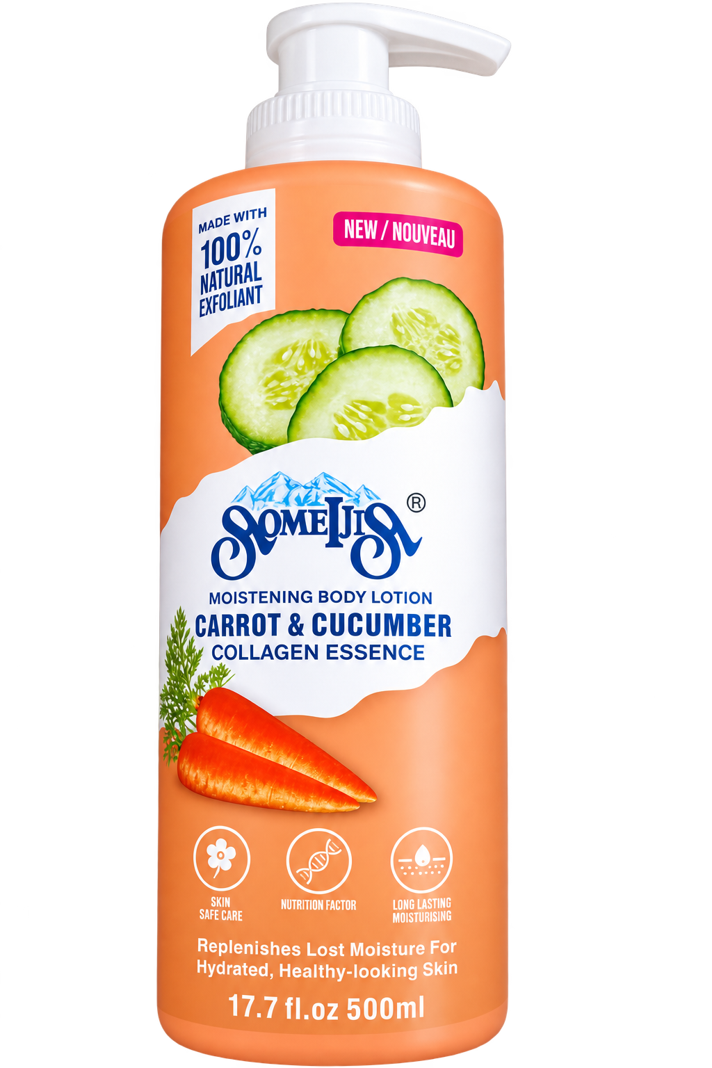 Somelips Moistening Body Lotion – Carrot & Cucumber Collagen Essence 500ml