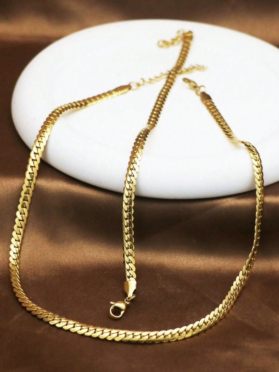 New Set 5mm wide Gold stainless steel necklace st