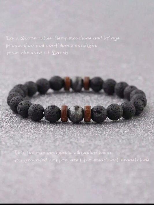 Zuri Z1007 Volcanic Stone Bracelet For Men Lava Wooden Beads Relaxation Bracelet Women Men Jewelry Gift Energy Bracelets Meditation Jewelry - Trillingo Express Online Marketplace
