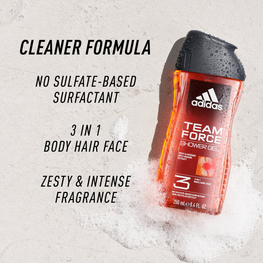 Adidas Team Force Stimulating 3 in 1 Shower Gel 250ml - Trillingo Express Online Marketplace