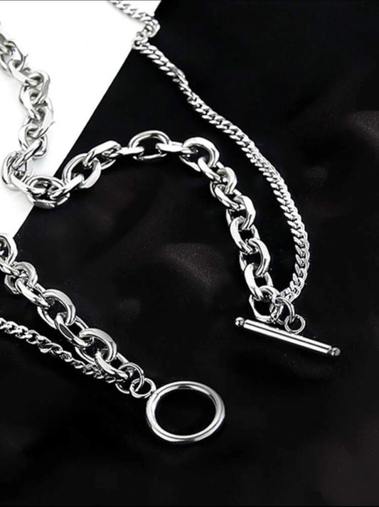 Zuri Stylish Stainless Steel Men's Layered OT Clasp Necklace Z107 - Trillingo Express Online Marketplace