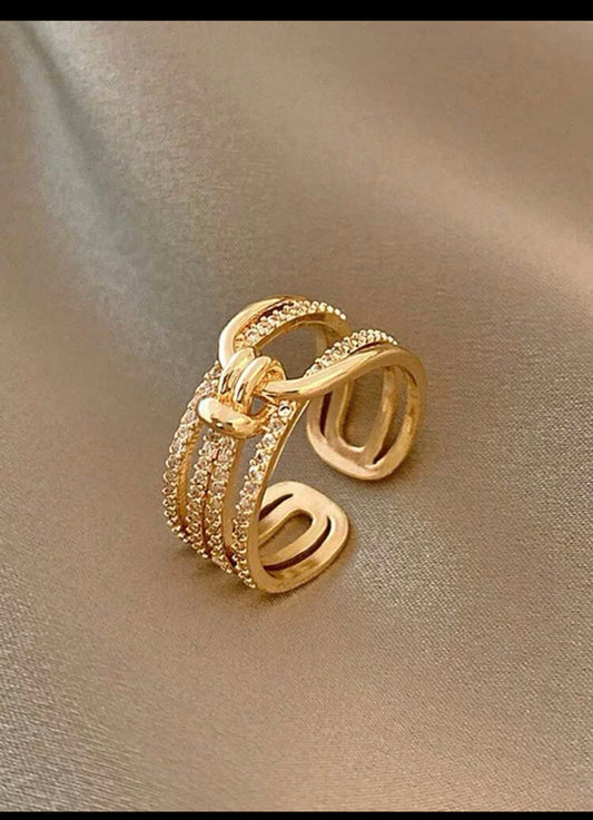 Zuri Fashion Ring Stainless Steel Cubic Zirconia Decor Layered Ring For Women For Daily Decoration Z108 - Trillingo Express Online Marketplace