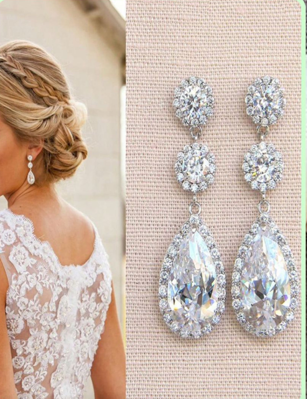 Bridal 3 Big Drop Silver Bridal Earrings - Trillingo Express Online Marketplace