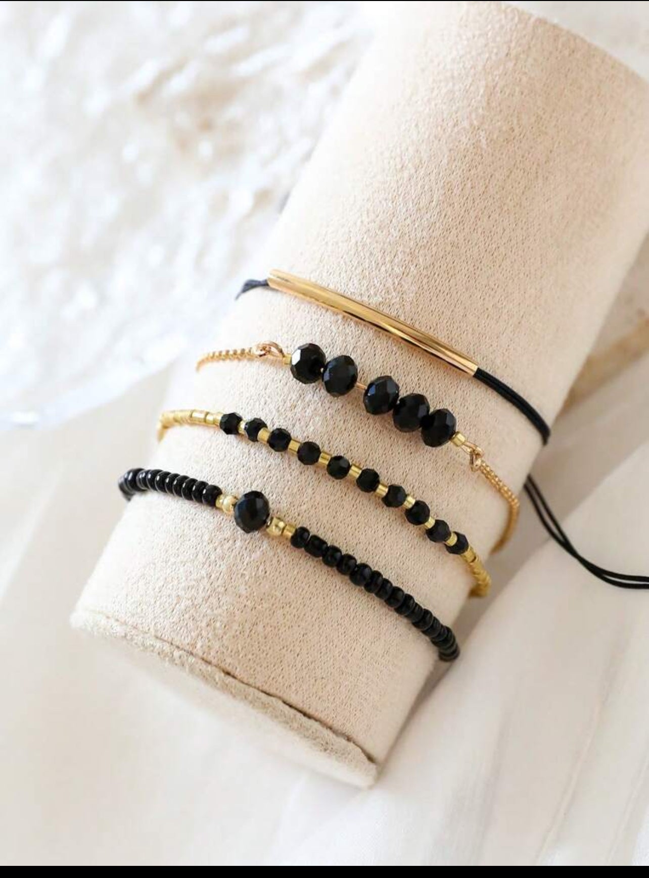 Zuri Z1018 4 Pcs/Set Fashion Black Crystal Handmade Beads Bracelets Set For Women,Trendy Vacation Party Jewelry Gifts - Trillingo Express Online Marketplace