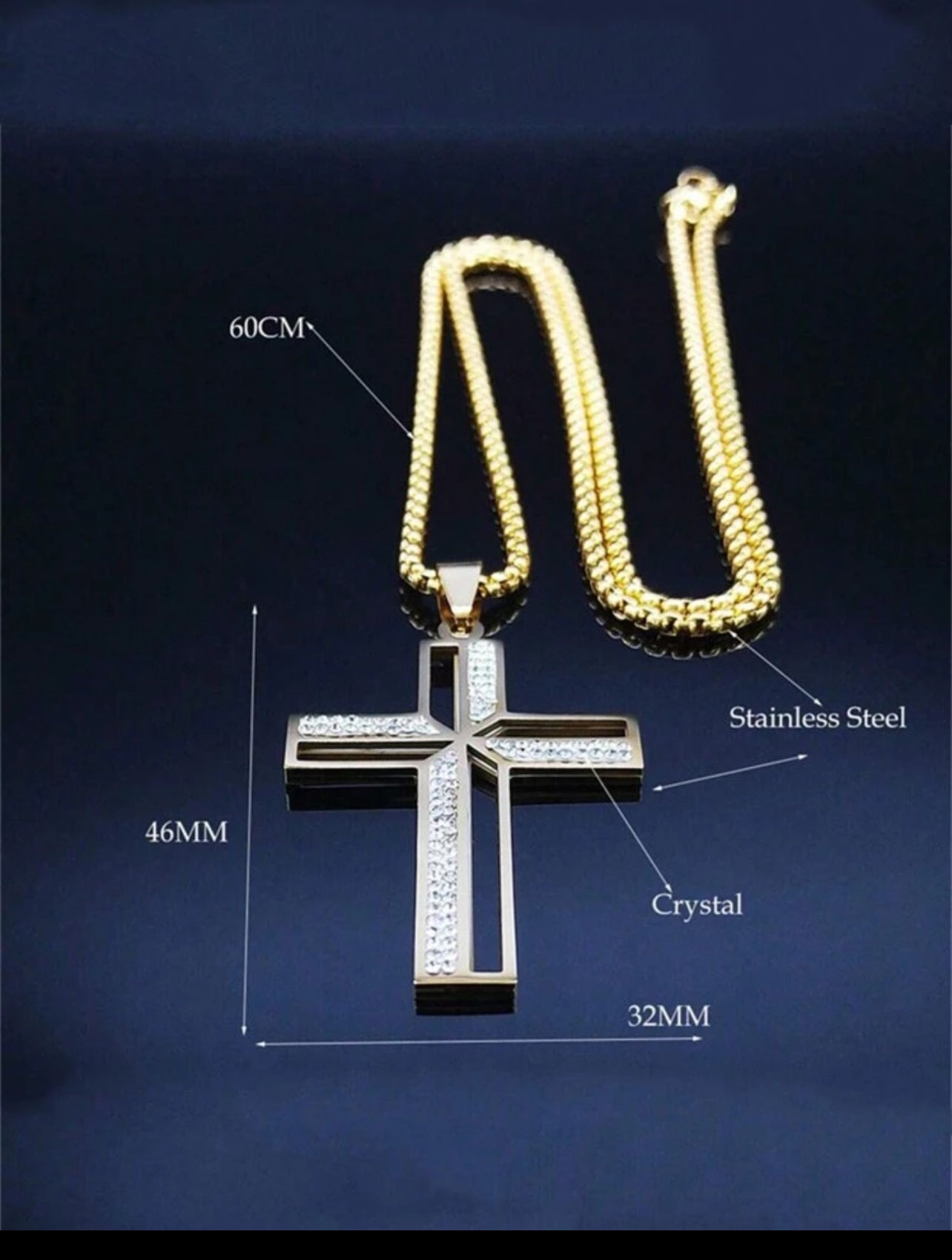 Zuri Z1024 Catholic Cross Necklace For Men,Men Stainless Steel Gold/Silver/Black Christian Men's Chain Jewelry - Trillingo Express Online Marketplace