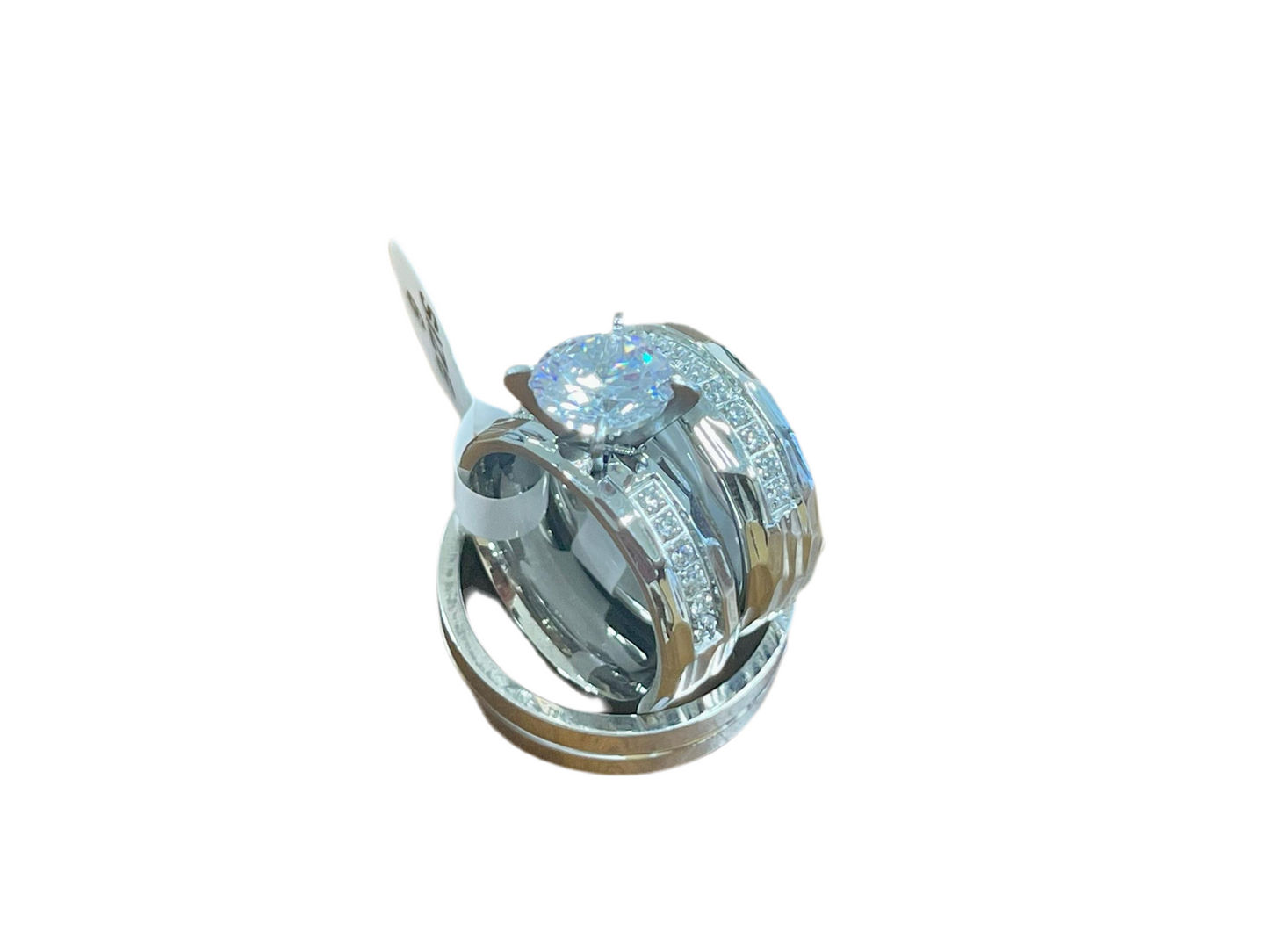 Stainless silver Diamond Stackable Band for Women Set SSWR011 - Trillingo Express Online Marketplace