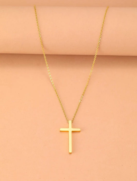 Zuri Z1002 Gold lady’s Stainless Steel Necklace, very small Classic Cross Pendant Fashion Best Friend Necklace Women's Jewellery Gold Yellow. - Trillingo Express Online Marketplace