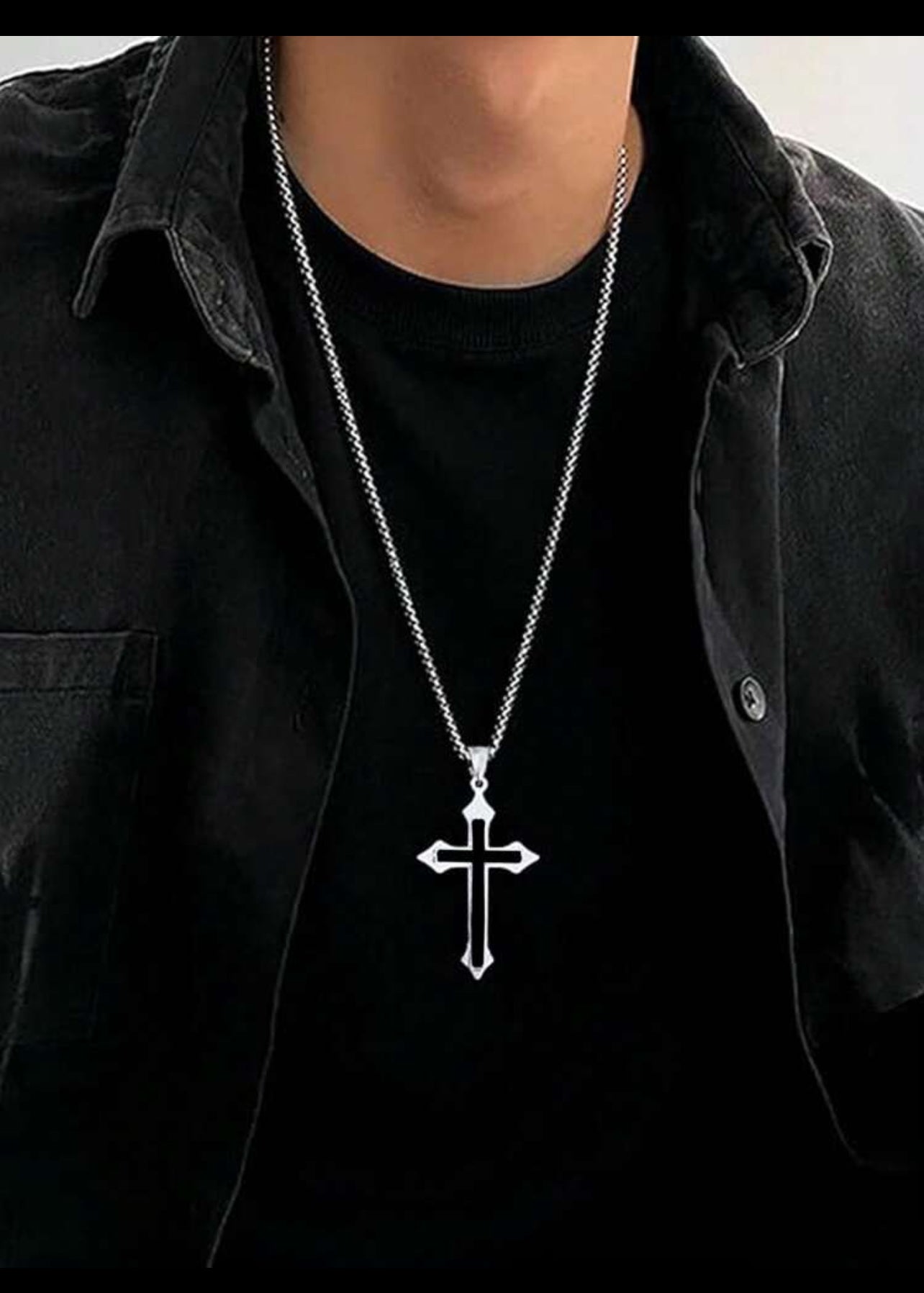 Zuri sliver and Black Cross Pendant Necklace Z328 For Men - Trillingo Express Online Marketplace