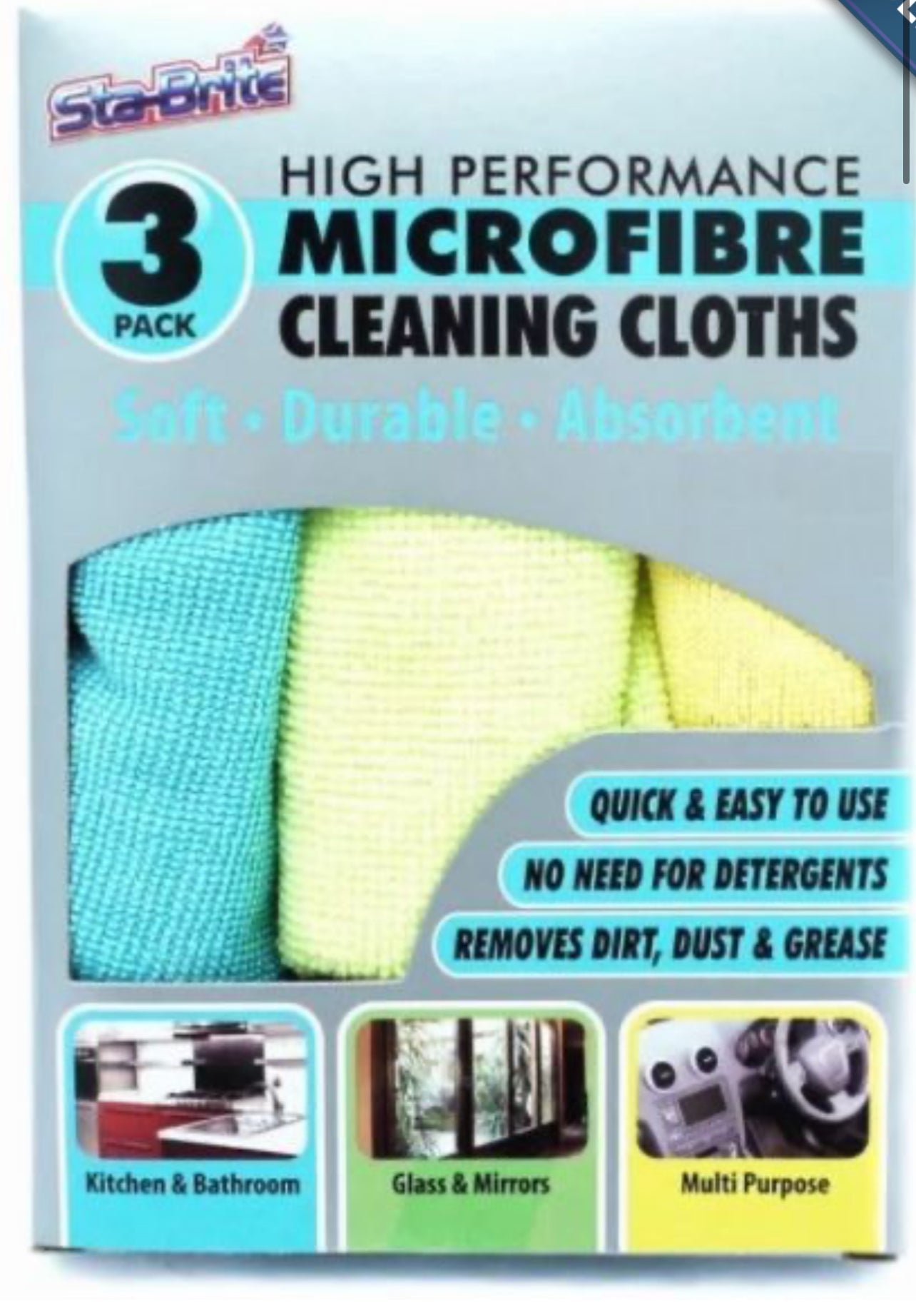 STA-Brite Microfibre Cleaning Cloths Pack Of 3 - Trillingo Express Online Marketplace