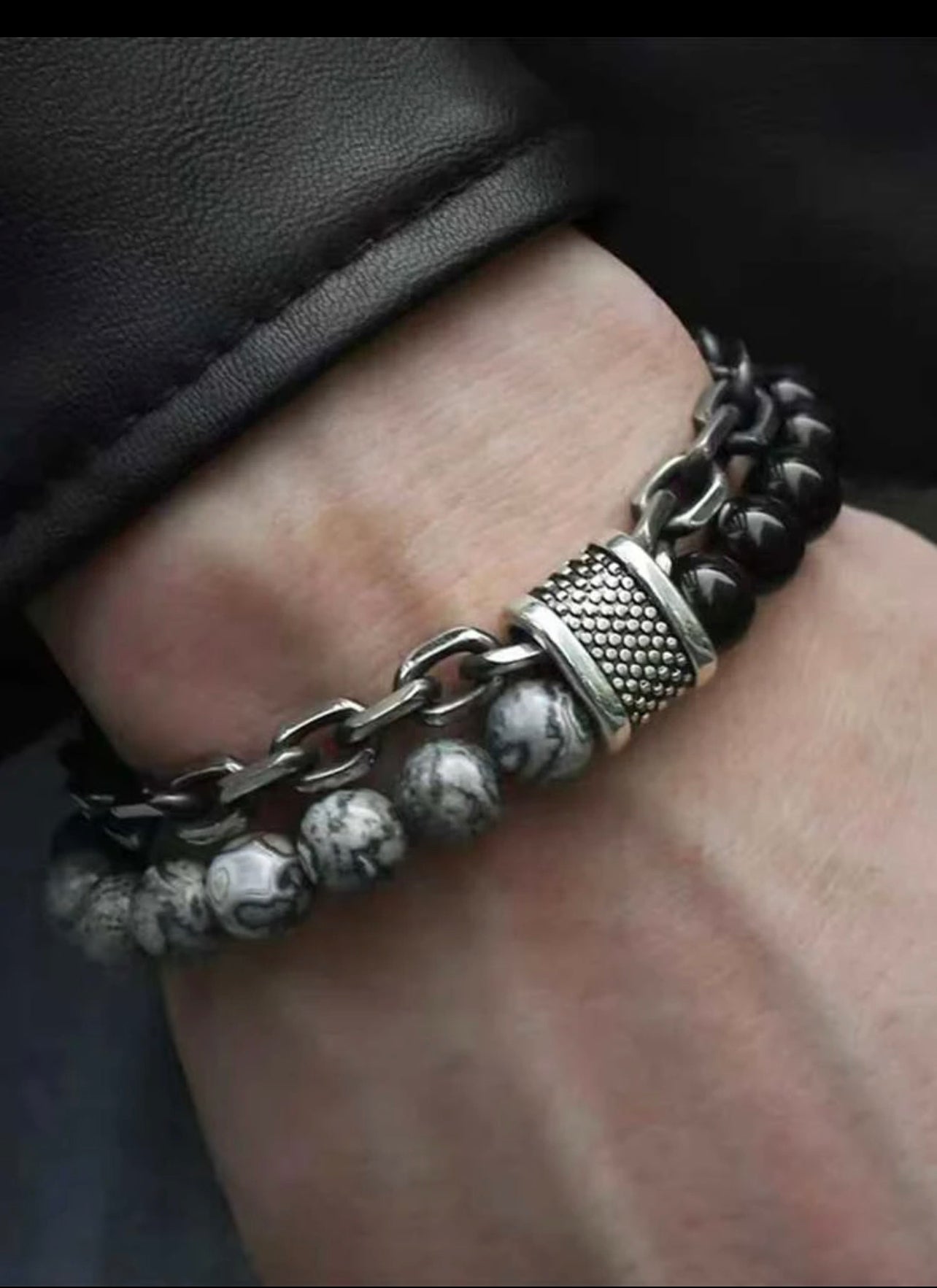 Zuri Men Bead and stainless steel Decor Layered Bracelet Z304 - Trillingo Express Online Marketplace