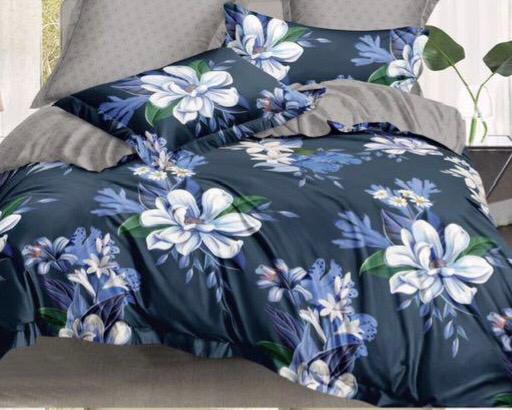 Navy Blue With Purple Floral Bed Sheet - Trillingo Express Online Marketplace