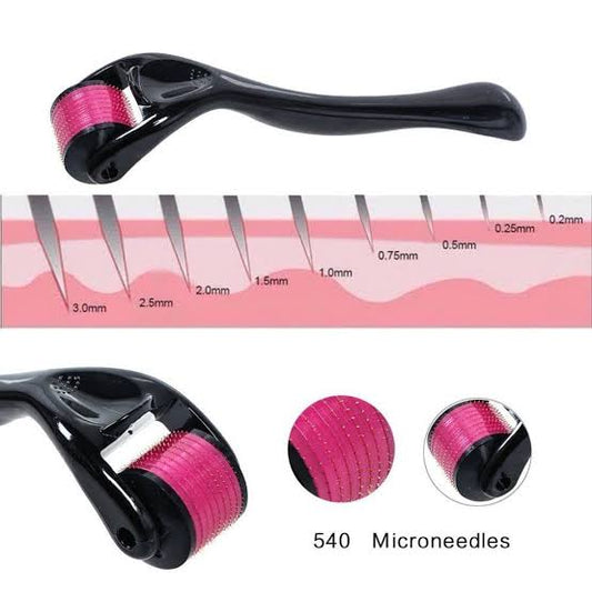 Derma Roller – 540 Microneedles (Black & Pink, 1.5mm)