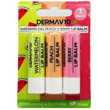 Derma V10 3pcs Watermelon, Peach & Berry Lip Balm Set - Trillingo Express Online Marketplace