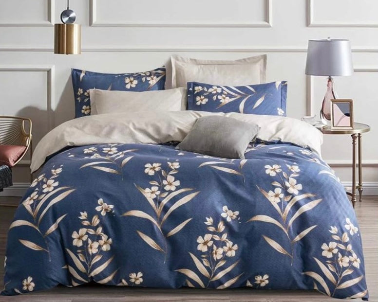 Blue With Cream Flower Bed Sheet - Trillingo Express Online Marketplace