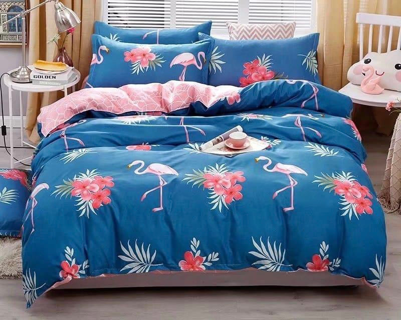 Crystal Teal With Pink Flamingo Complete Bed Sheets Set - Trillingo Express Online Marketplace