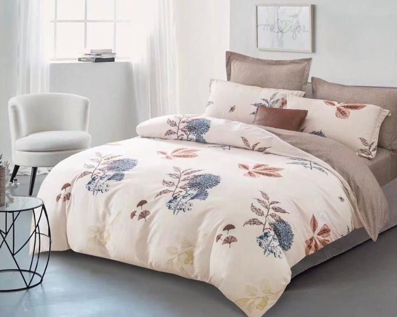 Cream Navy Floral Complete Bed Sheets Set - Trillingo Express Online Marketplace