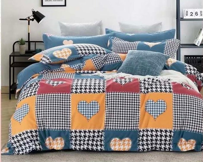 Hearts With Black & White Zig Zag Bed Sheet - Trillingo Express Online Marketplace