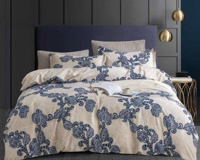 Brown With Navy Floral Bed Sheet - Trillingo Express Online Marketplace