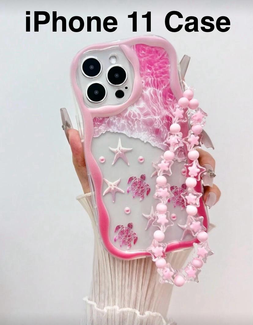 I Phone 11 Star Transparent Clear Case With Bead Chain