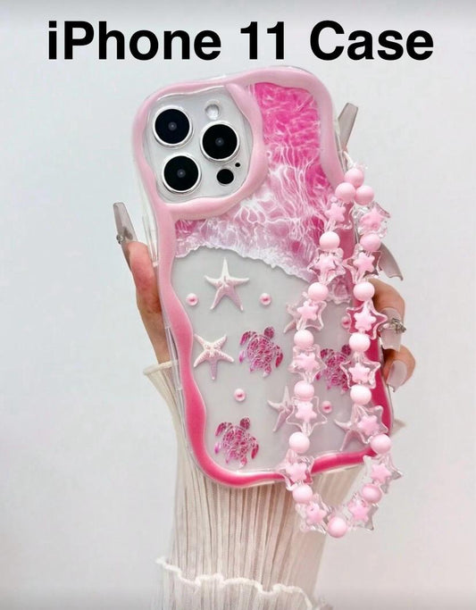 I Phone 11 Star Transparent Clear Case With Bead Chain