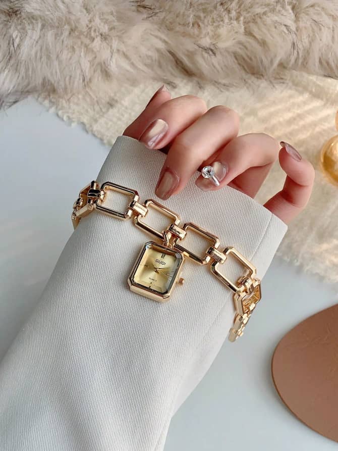 Gold Hollow Bracelet Watch