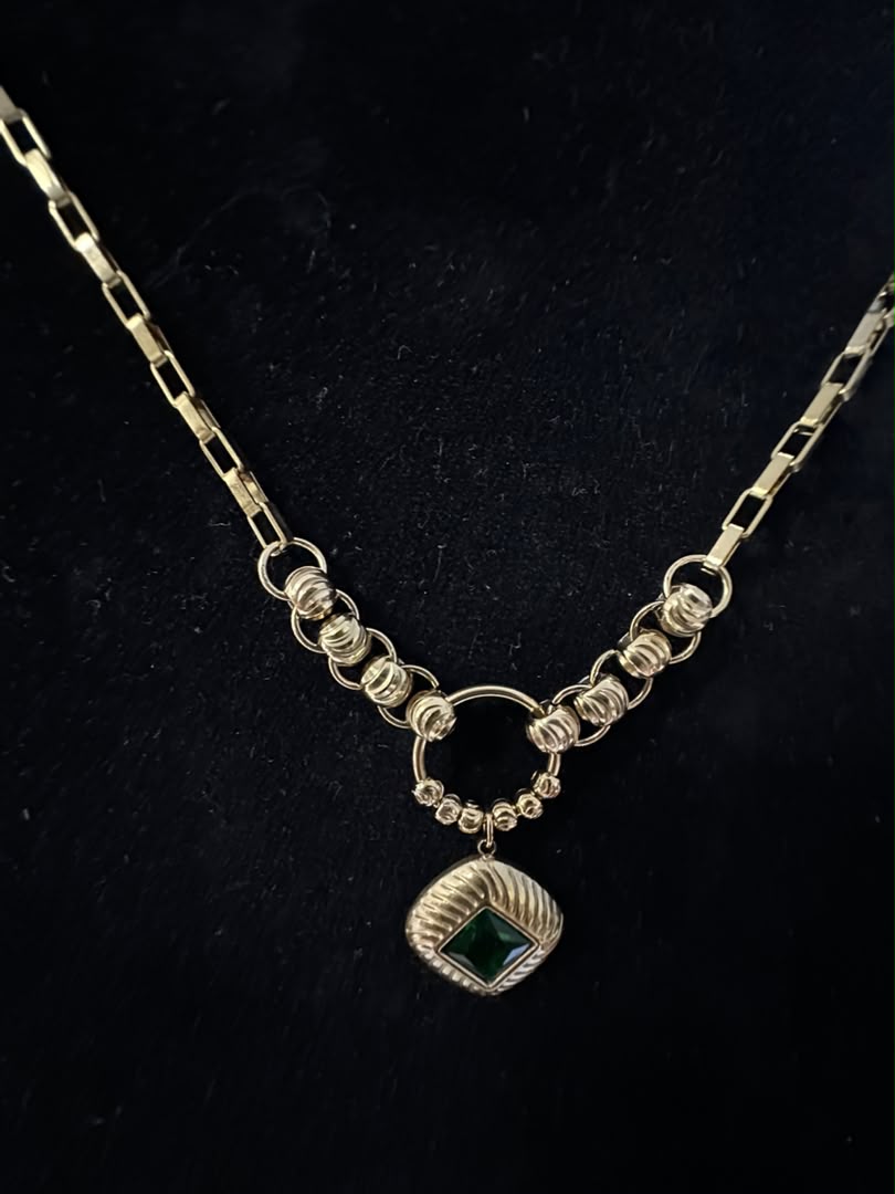 Gold Tone Hamsa Hand Evil Eye Chain Necklace
