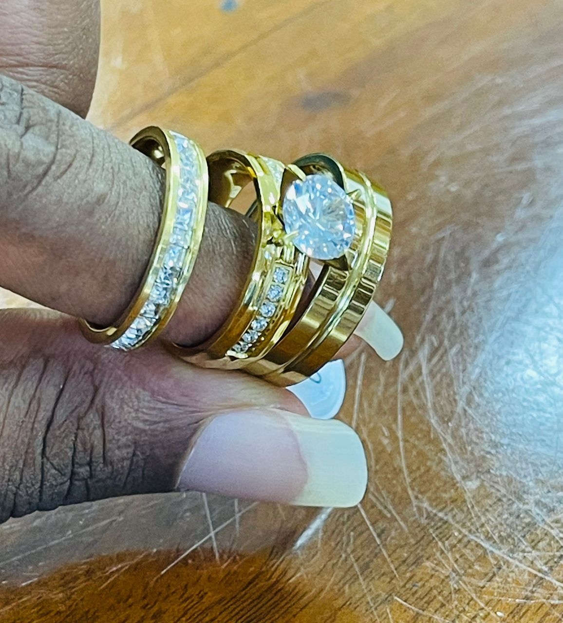 Gold Plated Wedding Ring Set 3 Pieces SSWR 004 - Trillingo Express Online Marketplace