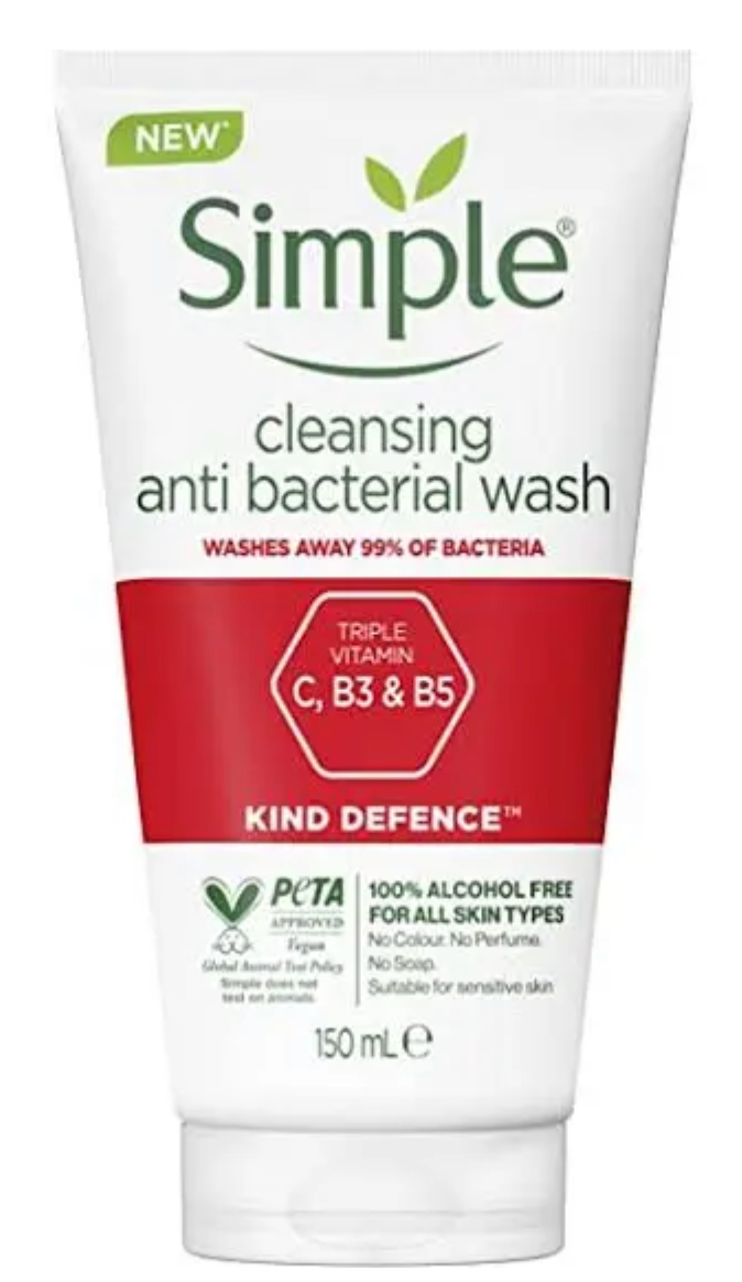 New Simple Cleaning Anti Bacterial Wash B3 & B5 Kind Defence 150ml