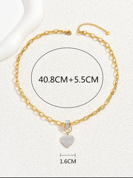 Zuri Gold Choker stainless steel necklace with CZ Diamond heart Pendant Necklace for women. 18K Z115 - Trillingo Express Online Marketplace
