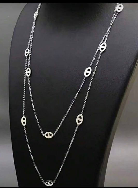 Hollow stackable fashionable silver Necklace st