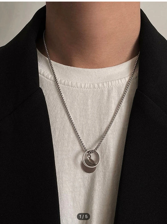 Zuri Men's Ring Tag Necklace Stainless Steel Z102 - Trillingo Express Online Marketplace