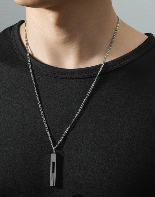 Zuri Men G Charm Necklace Stainless Steel for Jewelry Gift and for a Stylish Look Z128 - Trillingo Express Online Marketplace