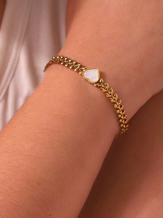 Love Flower Gold Heart Bracelet St
