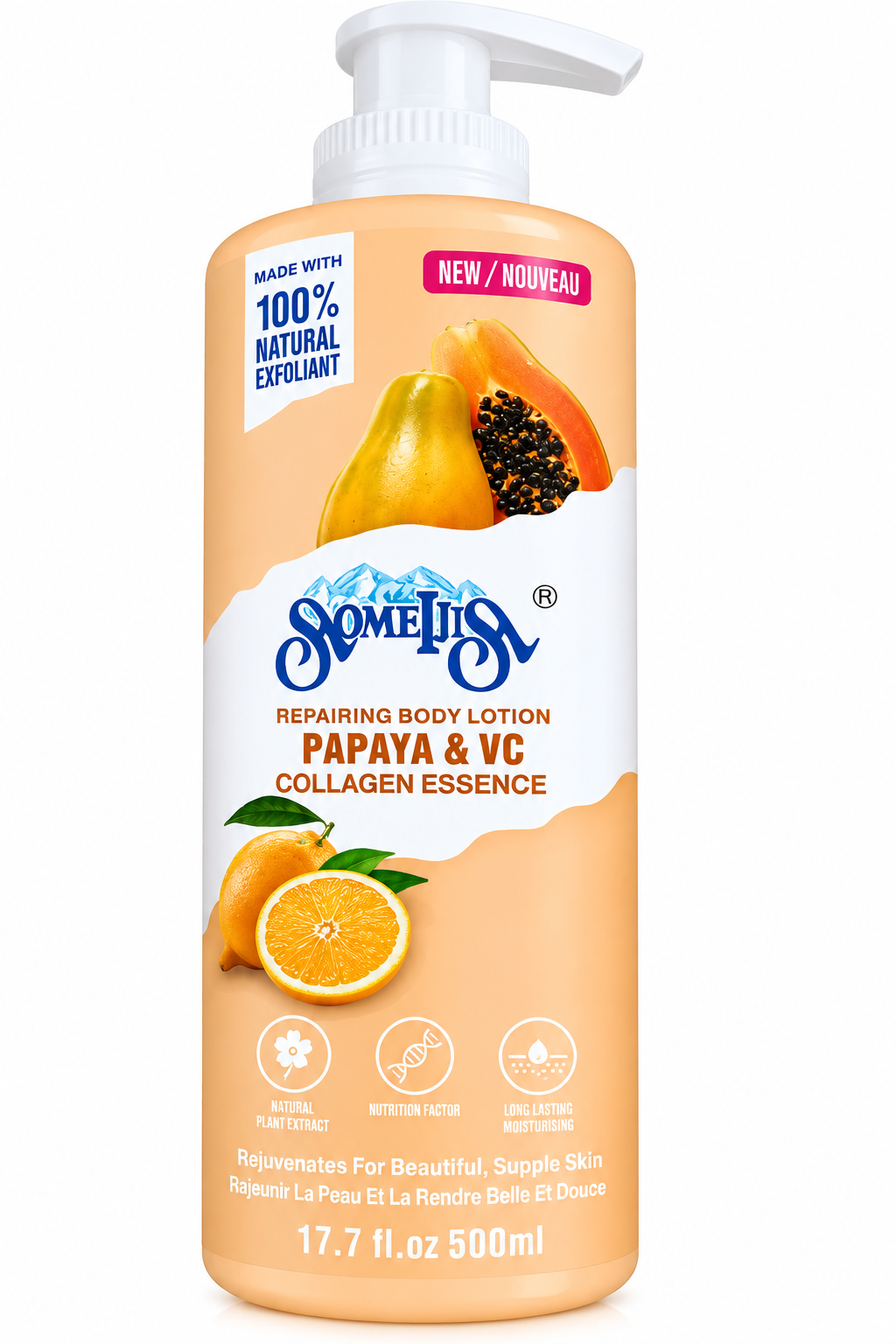 Somelips Repairing Body Lotion – Papaya & Vitamin C Collagen Essence 500ml