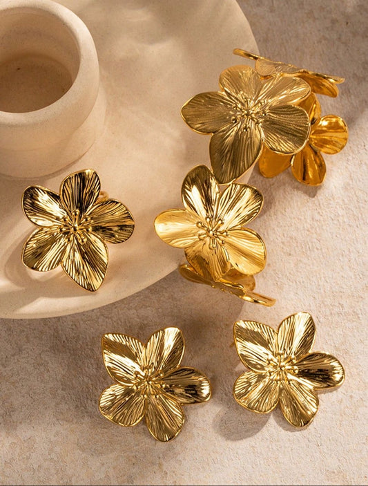 Electro flower set steel bracelet Gold