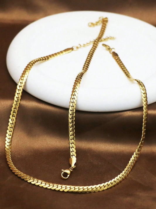 New Set 5mm wide Gold stainless steel necklace st