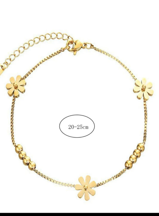 Zuri Fashion Gold Stainless Steel Flower Decor Anklet Z105 - Trillingo Express Online Marketplace