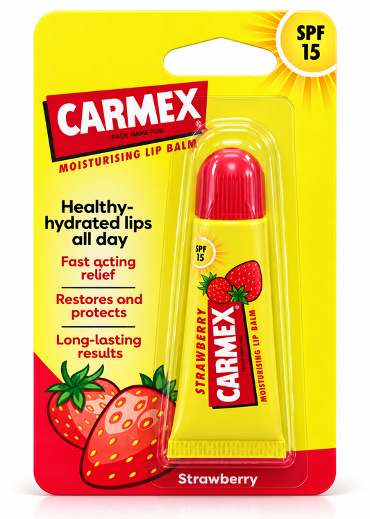 Carmex Classic Moisturising Lip Balm Strawberry Tube