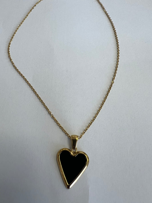 Zuri Black big heart gold necklace Zuri z568 - Trillingo Express Online Marketplace