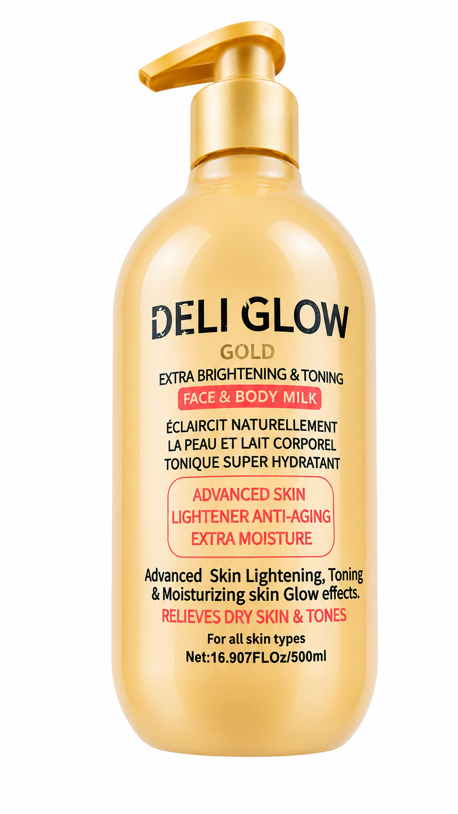 Deli Glow Gold Extra Bright & Toning Face & Body Milk