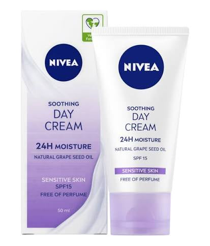 Nivea Soothing Day Cream 24H Moisture Sensitive Skin SPF15 50ML